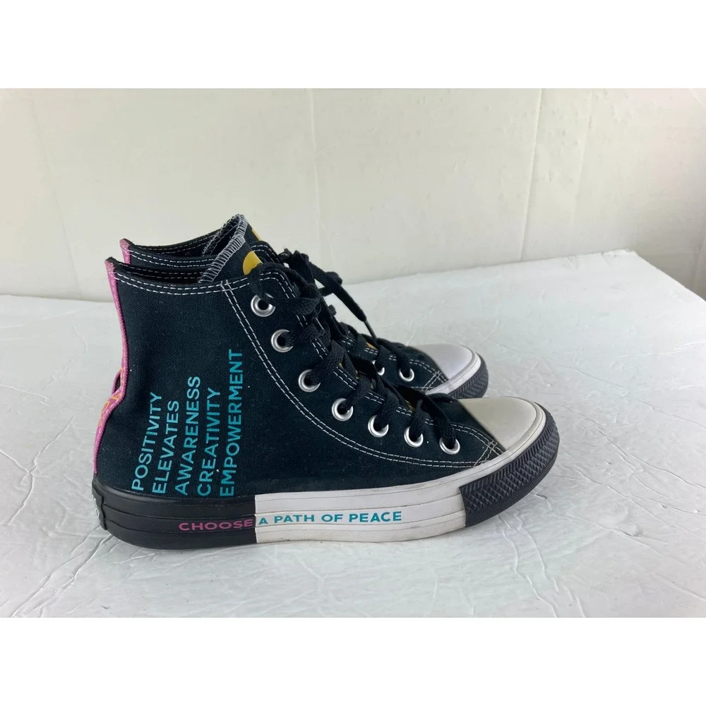 Converse Chuck Taylor High Top Youth 5 Womens 7 Peace Graphic Sneakers School